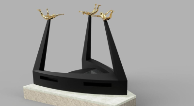 Impressie van het monument dat op 30 juni wordt onthuld in het Griftpark